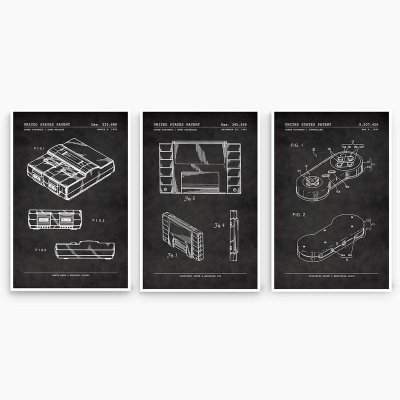 Nintendo SNES Patent Poster Collection; Patent Artwork