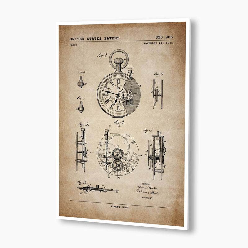 Pocket Watch Patent Poster; Patent Artwork