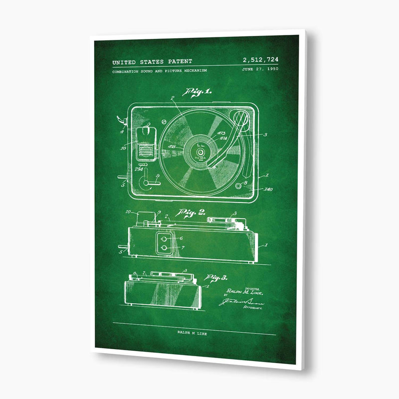 Record Player Patent Poster; Patent Artwork