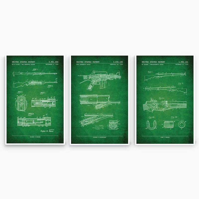Rifle Patent Poster Collection; Patent Artwork