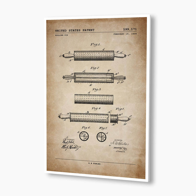Rolling Pin Patent Poster; Patent Artwork