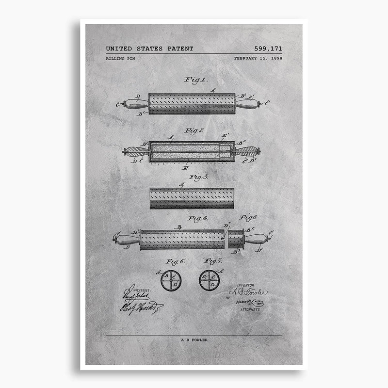 Rolling Pin Patent Poster; Patent Artwork
