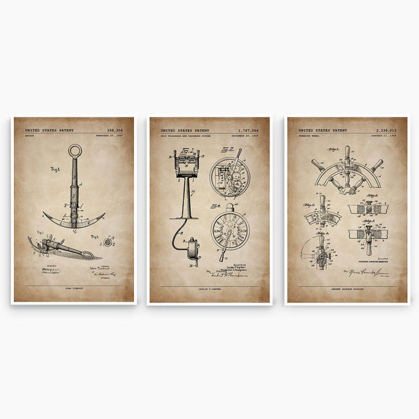 Sailing Patent Poster Collection; Patent Artwork