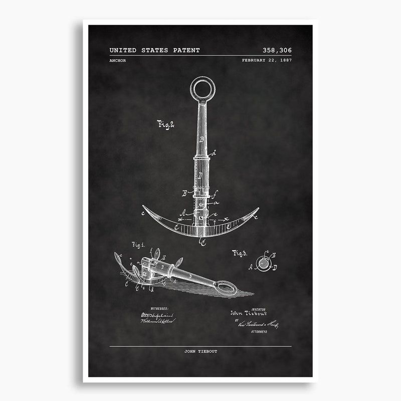Ship Anchor Patent Poster; Patent Artwork