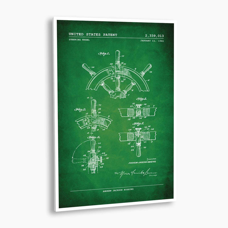 Ship Steering Wheel Patent Poster; Patent Artwork