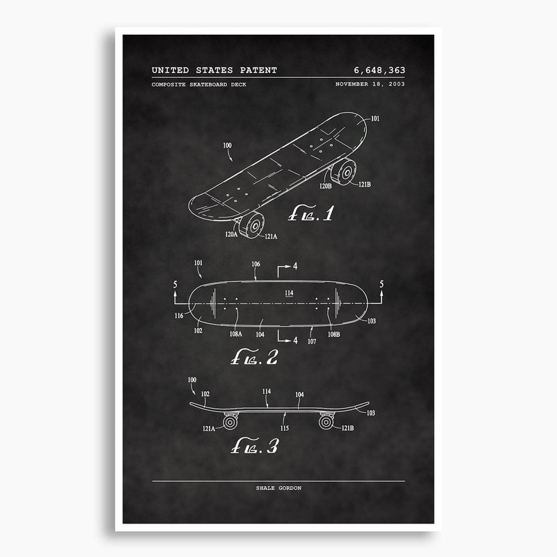 Skateboard Deck Patent Poster; Patent Artwork