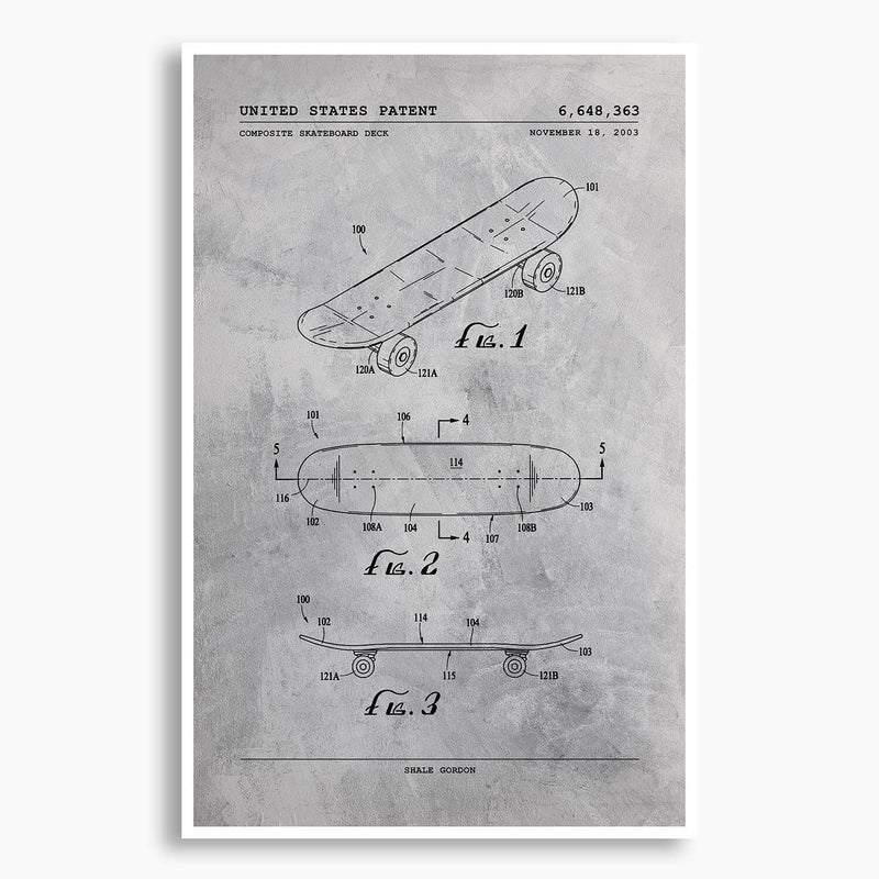 Skateboard Deck Patent Poster; Patent Artwork