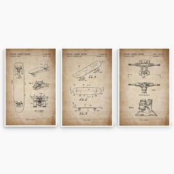 Skateboarding Patent Poster Collection; Patent Artwork