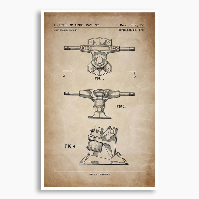 Skateboard Trucks Patent Poster; Patent Artwork