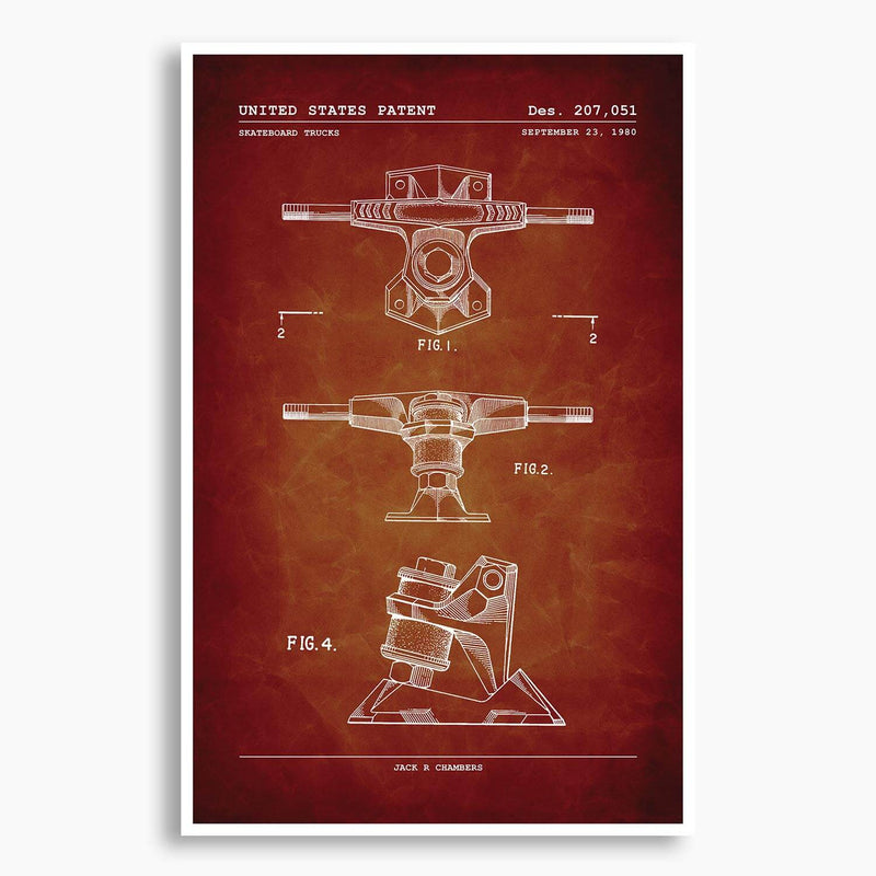 Skateboard Trucks Patent Poster; Patent Artwork