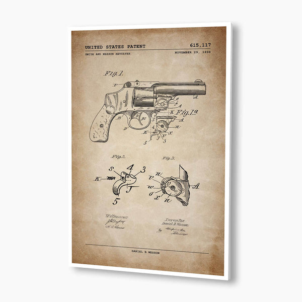 Smith and Wesson Revolver Patent Poster; Patent Artwork