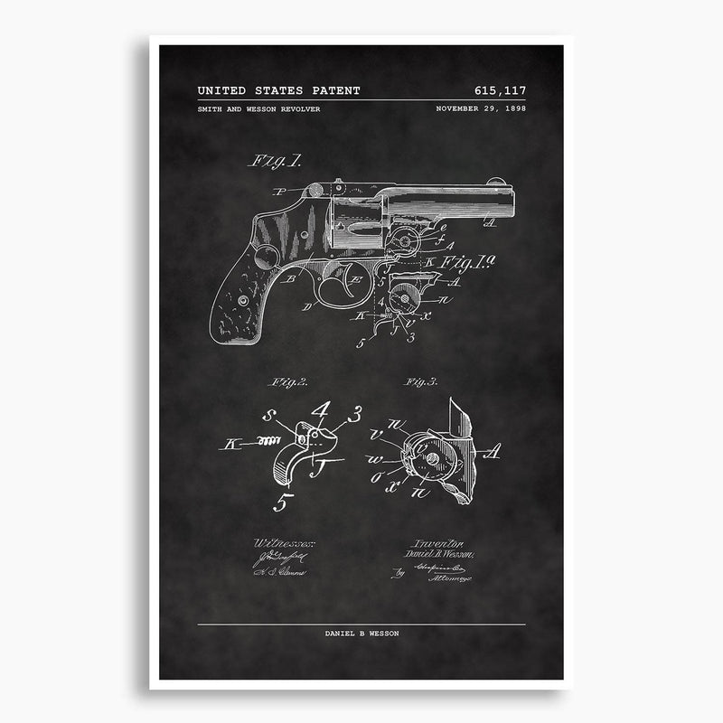 Smith and Wesson Revolver Patent Poster; Patent Artwork