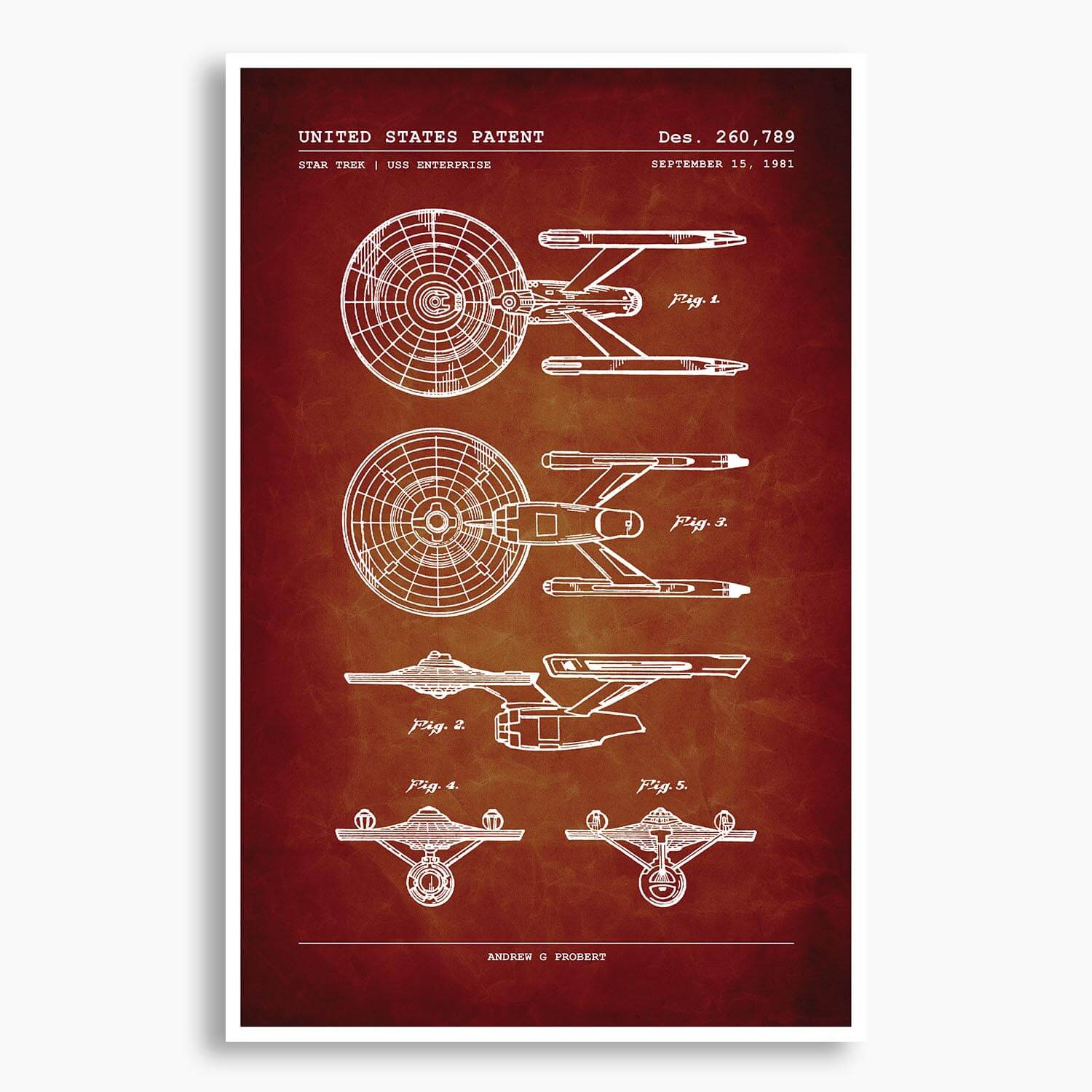 Star Trek Badge Patent Poster, Star Trek Wall Art