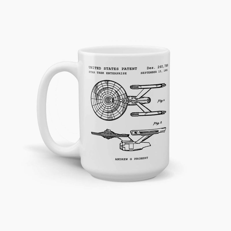 Vintage Star Trek Enterprise Patent Coffee Mug; Patent