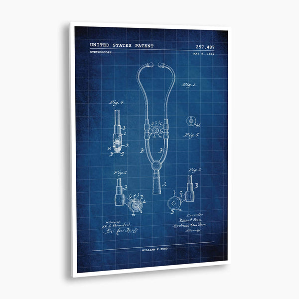 Stethoscope Patent Poster; Patent Artwork