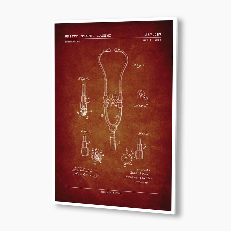 Stethoscope Patent Poster; Patent Artwork