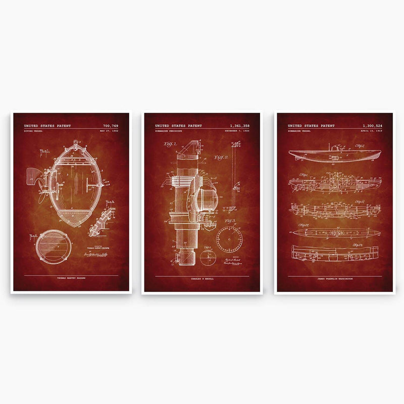 Submarine Patent Poster Collection; Patent Artwork