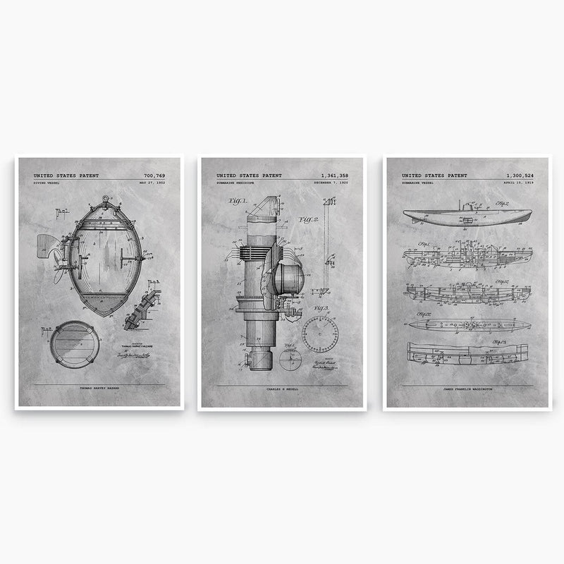 Submarine Patent Poster Collection; Patent Artwork