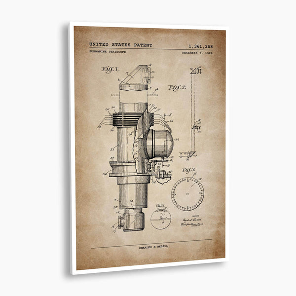 Submarine Periscope Patent Poster; Patent Artwork