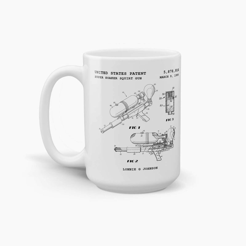 Super Soaker Patent Coffee Mug; Premium Patent Drinkware