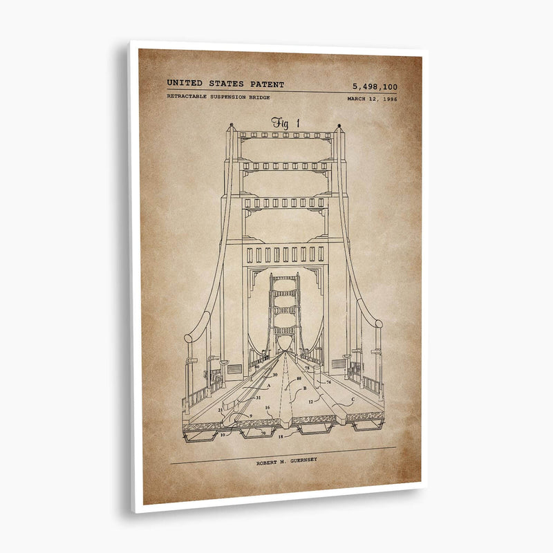 Suspension Bridge Patent Poster; Patent Artwork