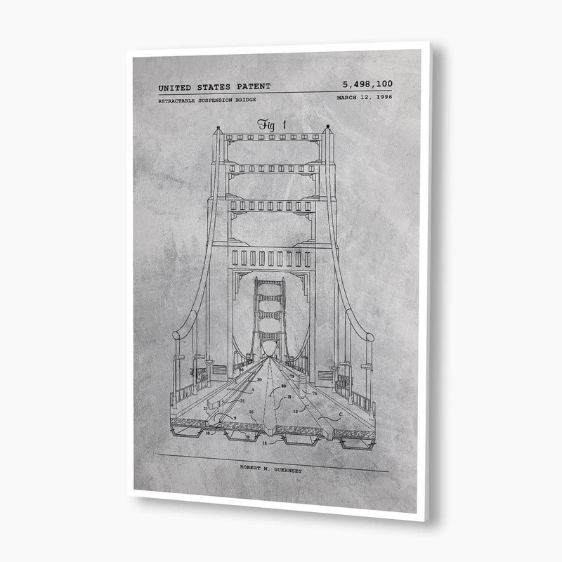 Suspension Bridge Patent Poster; Patent Artwork