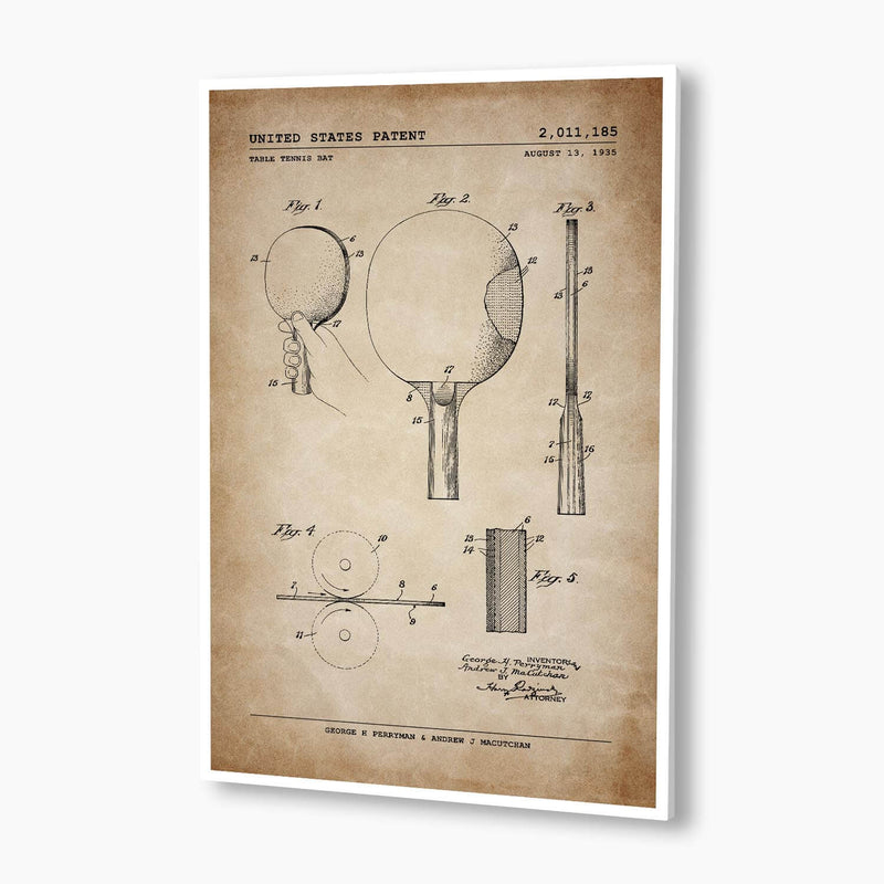 Table Tennis Bat Patent Poster; Patent Artwork