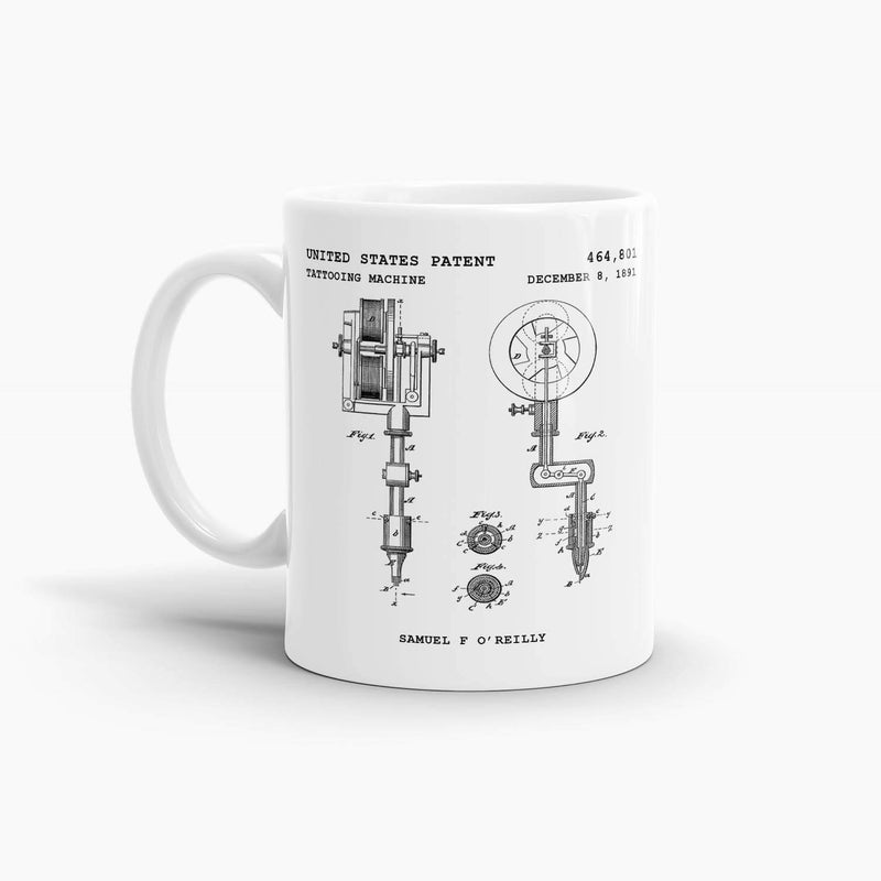 Tattooing Machine Patent Coffee Mug; Premium Patent Drinkware