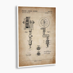 Tattooing Machine Patent Poster; Patent Artwork