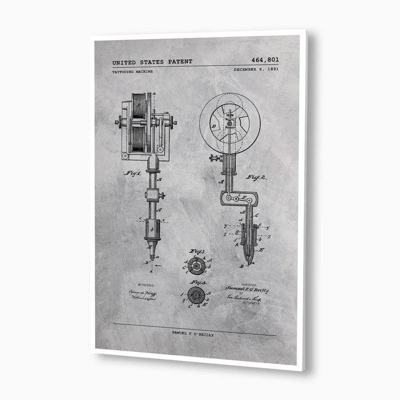 Tattooing Machine Patent Poster; Patent Artwork