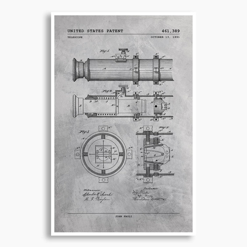 Telescope Patent Poster; Patent Artwork