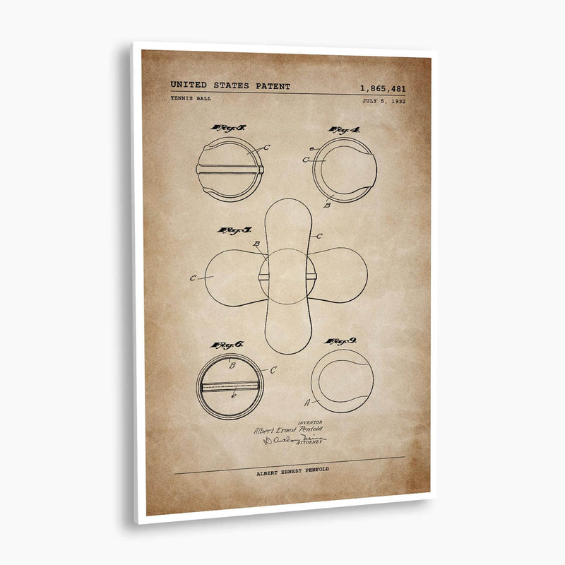 Tennis Ball Patent Poster; Patent Artwork