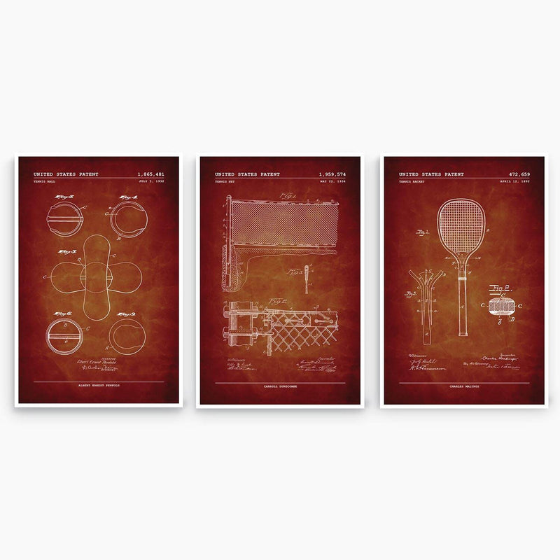 Tennis Patent Poster Collection; Patent Artwork