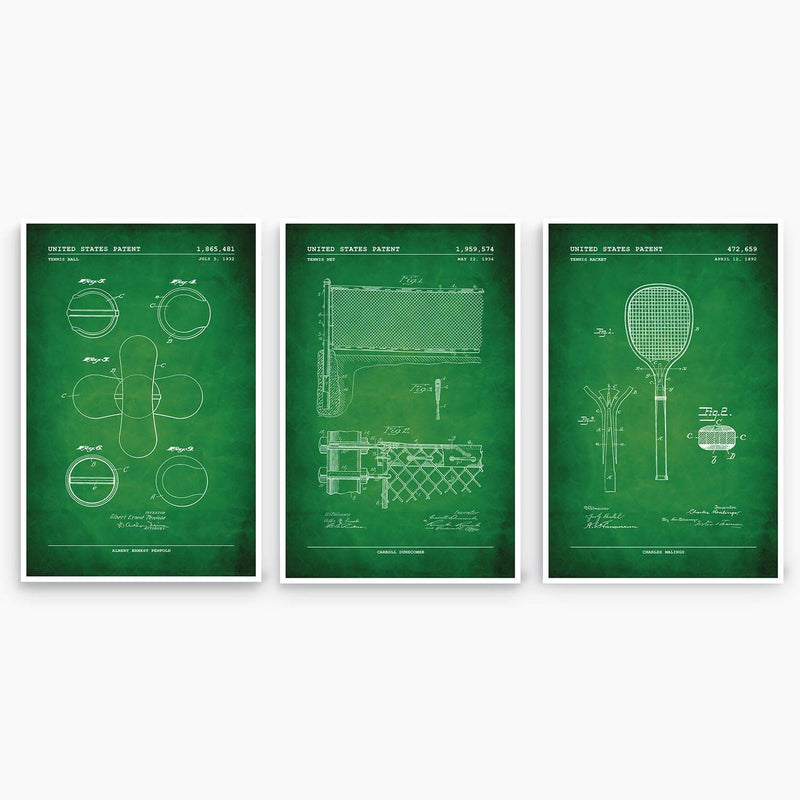 Tennis Patent Poster Collection; Patent Artwork