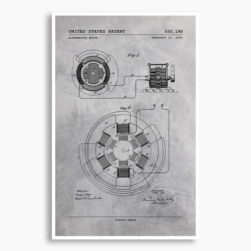Tesla Alternating Motor Patent Poster