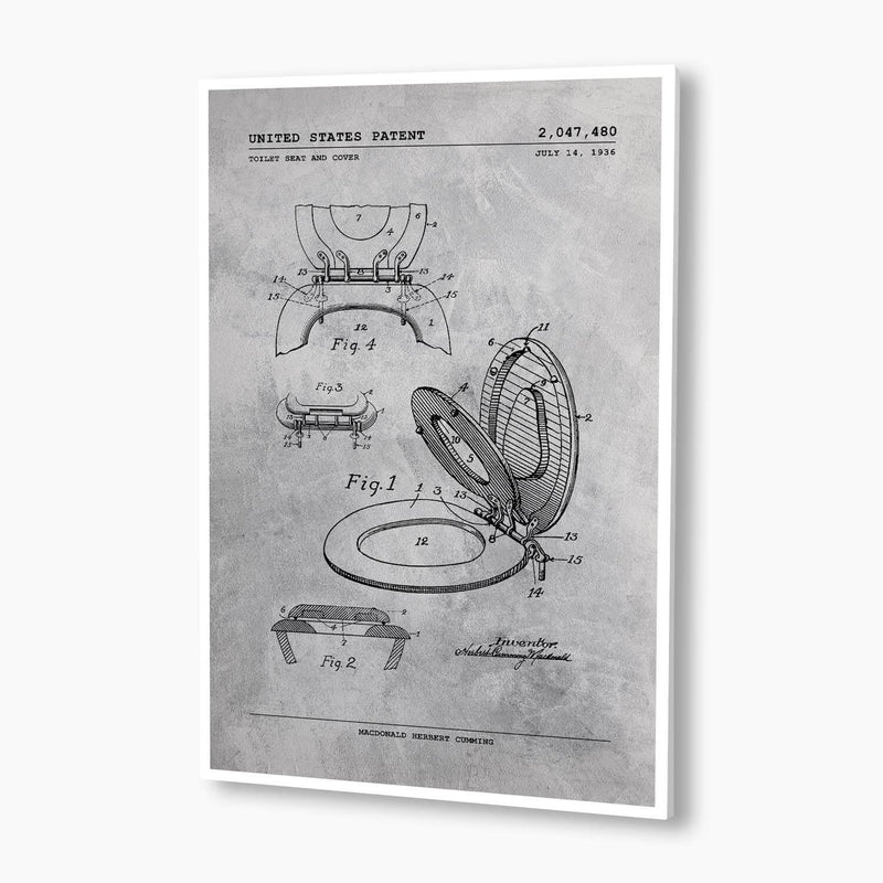 Toilet Seat and Cover Patent Poster; Patent Artwork