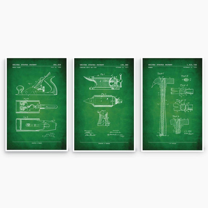 Vintage Tools Patent Poster Collection; Patent Artwork