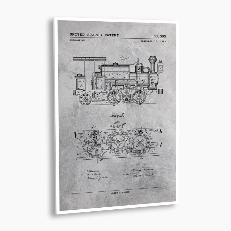 Train Locomotive Patent Poster; Patent Artwork