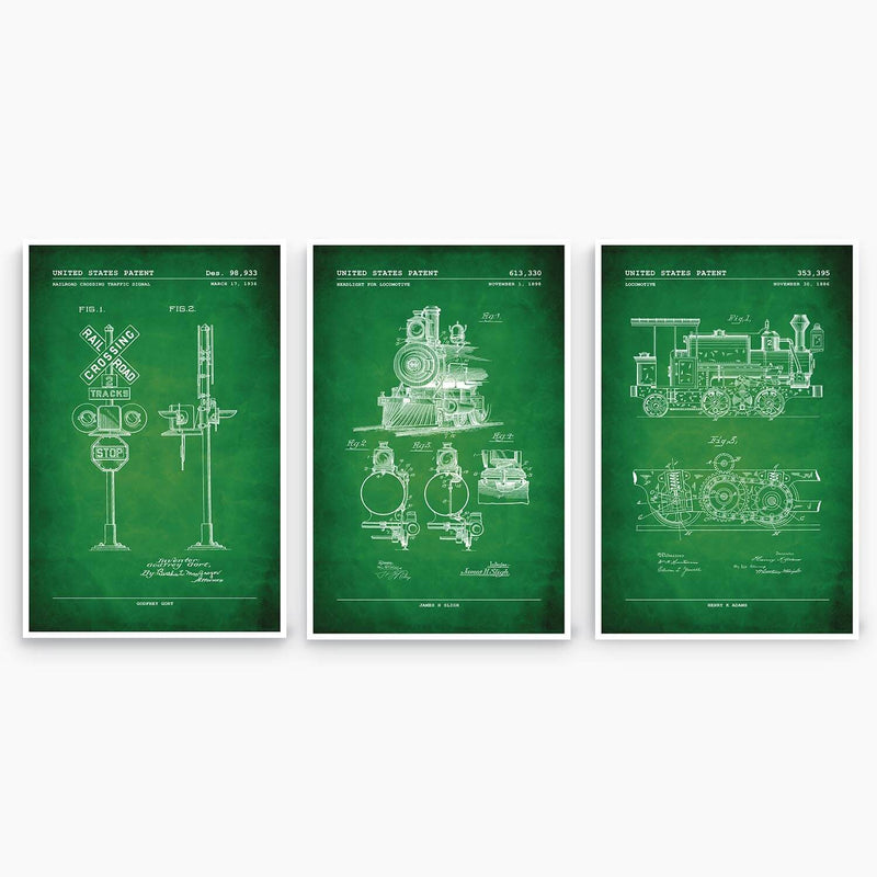 Train Patent Poster Collection; Patent Artwork