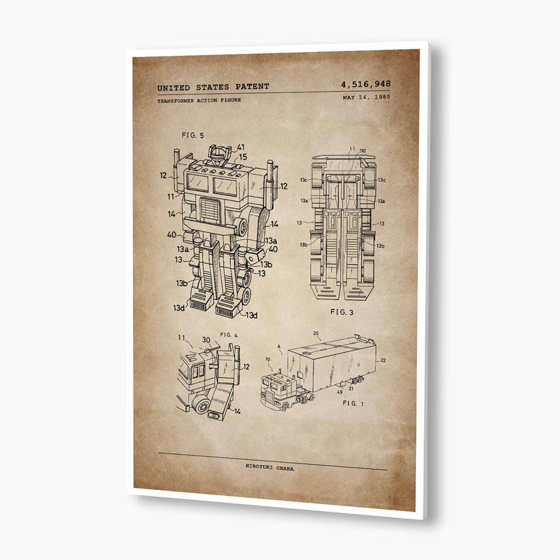 Transformers Action Figure Patent Poster; Patent Artwork