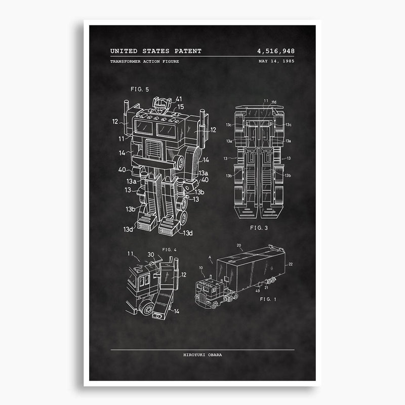 Transformers Action Figure Patent Poster; Patent Artwork