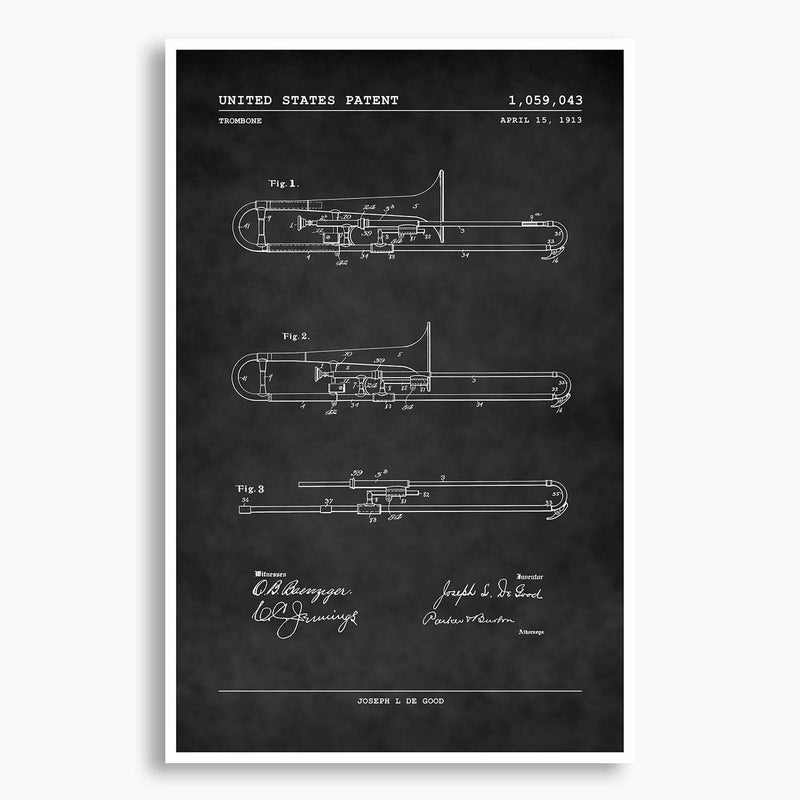 Trombone Patent Poster; Patent Artwork