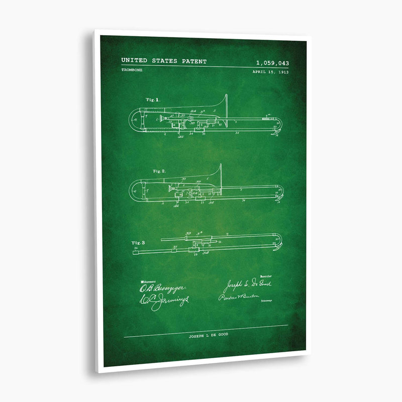 Trombone Patent Poster; Patent Artwork