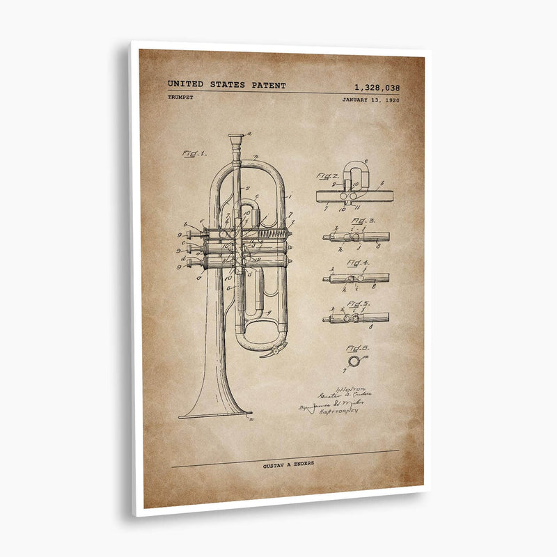 Trumpet Patent Poster; Patent Artwork