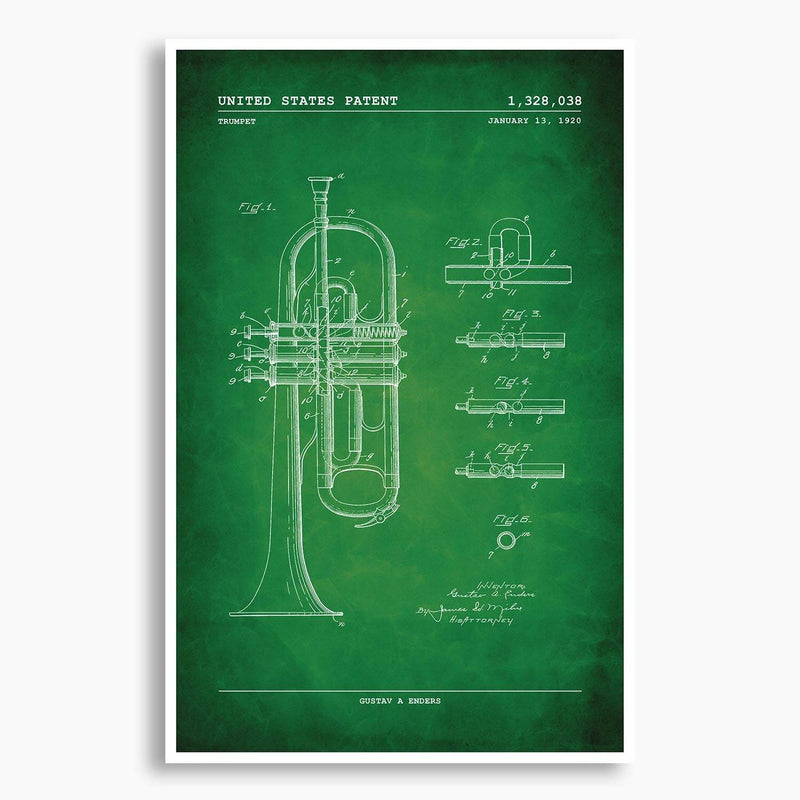 Trumpet Patent Poster; Patent Artwork