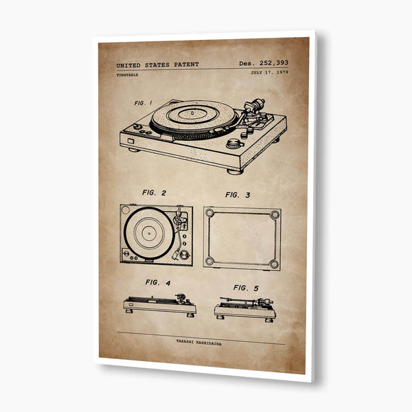 1970s Vinyl Record Turntable Patent Poster; Patent Artwork