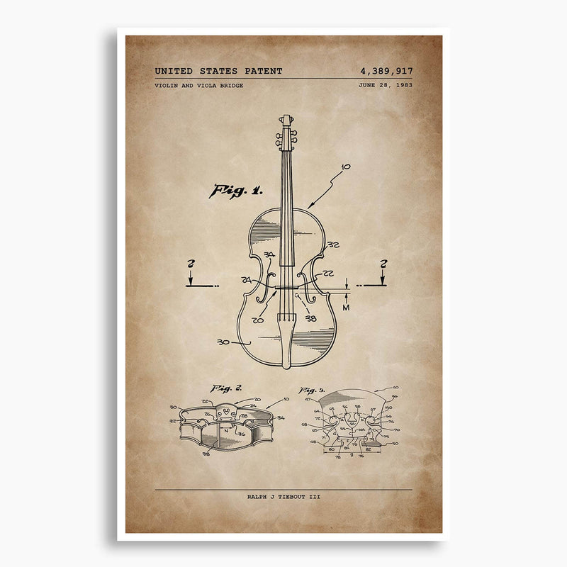 Violin and Viola Bridge Patent Poster; Patent Artwork