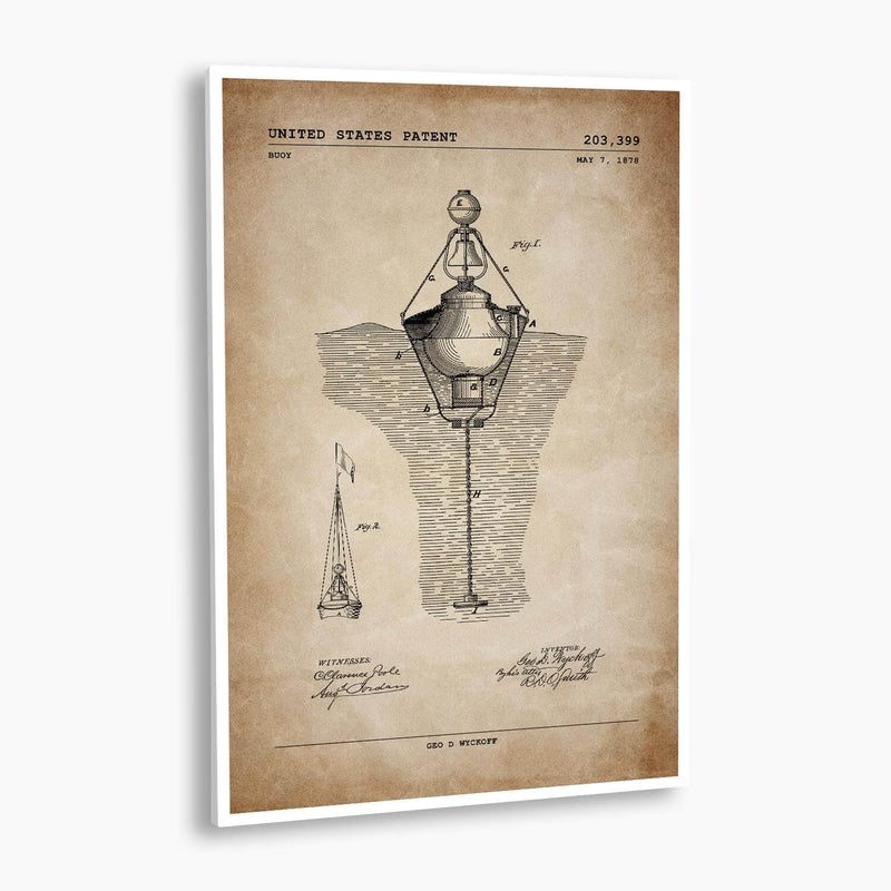 Water Buoy Patent Poster; Patent Artwork