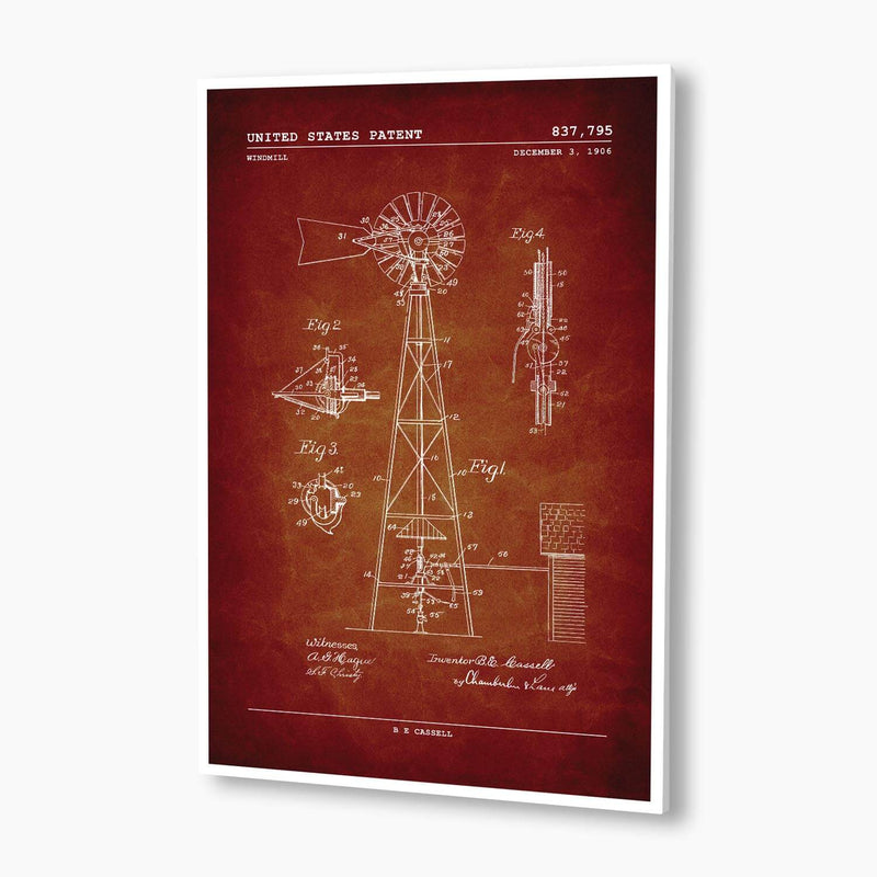 Windmill Patent Poster; Patent Artwork