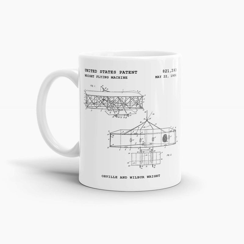 Wright Flying Machine Patent Coffee Mug; Premium Patent Drinkware